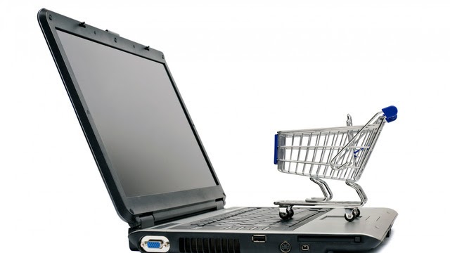 Shopping cart on laptop